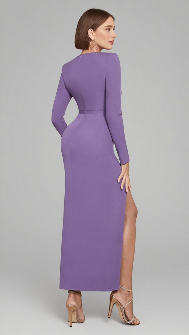 AIIZIE ONE SHOULDER SLIT MIDI DRESS IN PURPLE - product image