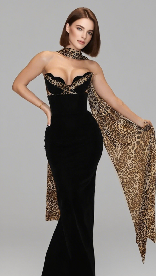 AIIZIE SQUARE NECK TEXTURED FLORAL MERMAID DRESS IN BLACK - product image