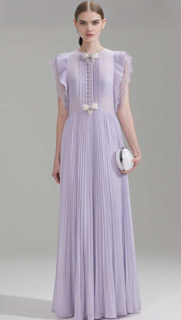 AIIZIE LILAC CHIFFON RUFFLE MAXI DRESS - product image