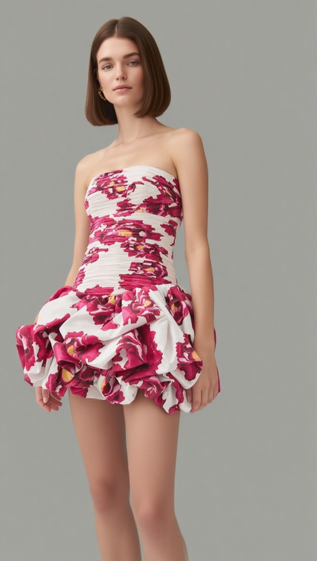 VIOLETTE BUBBLE HEM MINI DRESS