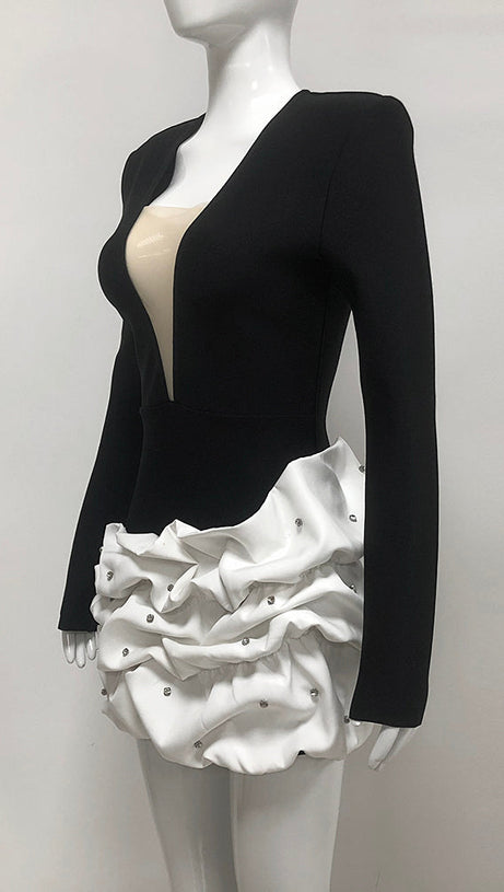 TRACY OCEAN WAVES LONG SLEEVE MINI BLAZER DRESS