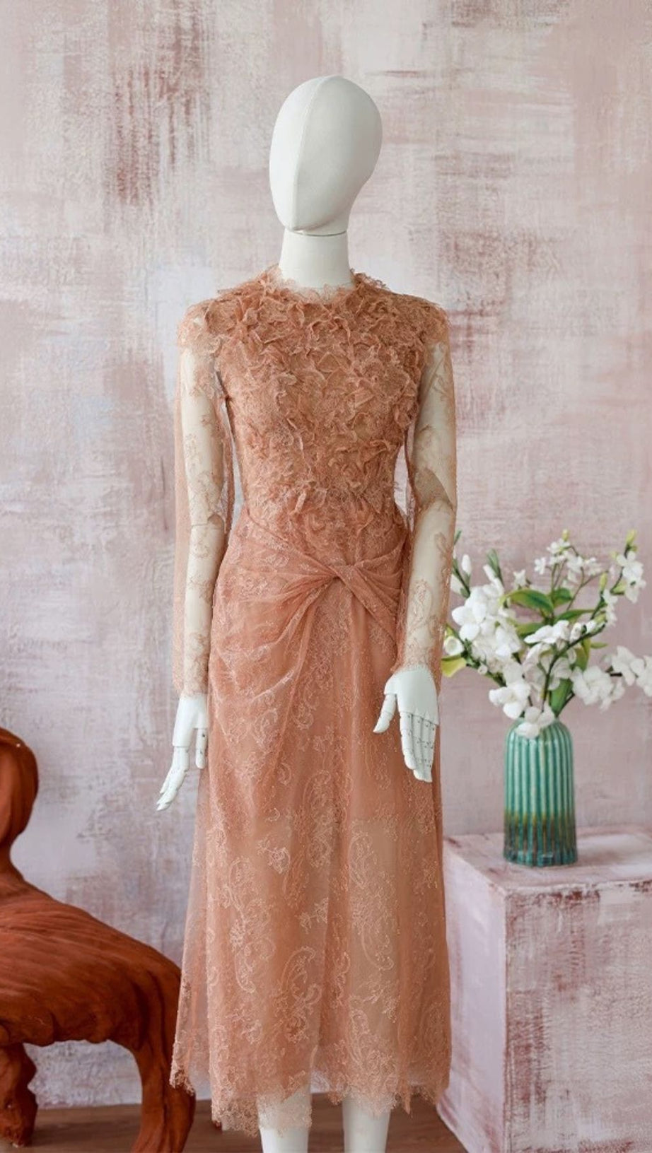 Jamar Romantic Lace Midi Dress | Elegant Long Sleeve Occasion Wear