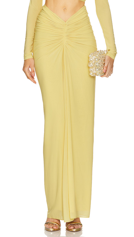 CUT OUT BODYCON BANDAGE MAXI DRESS IN YELLOW