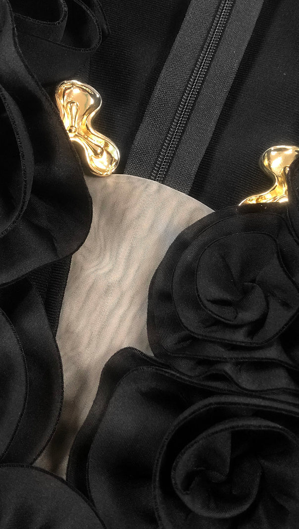 AIIZIE RUFFLED TOP WITH GOLD ACCENTS MAXI DRESS - product image