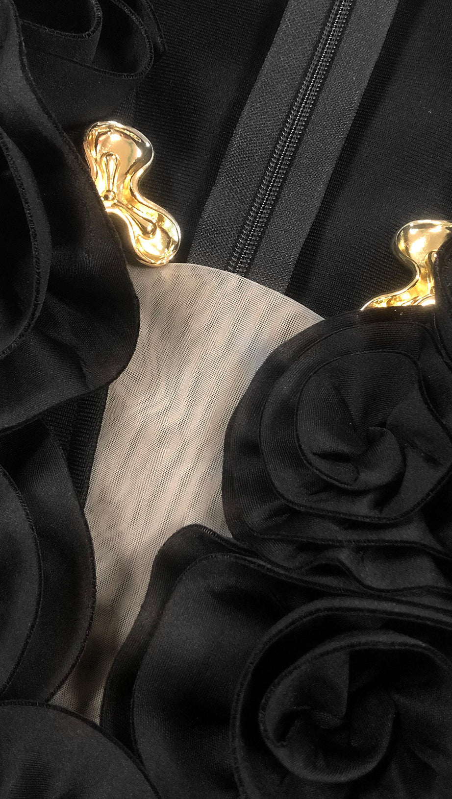 RUFFLED TOP WITH GOLD ACCENTS MAXI DRESS