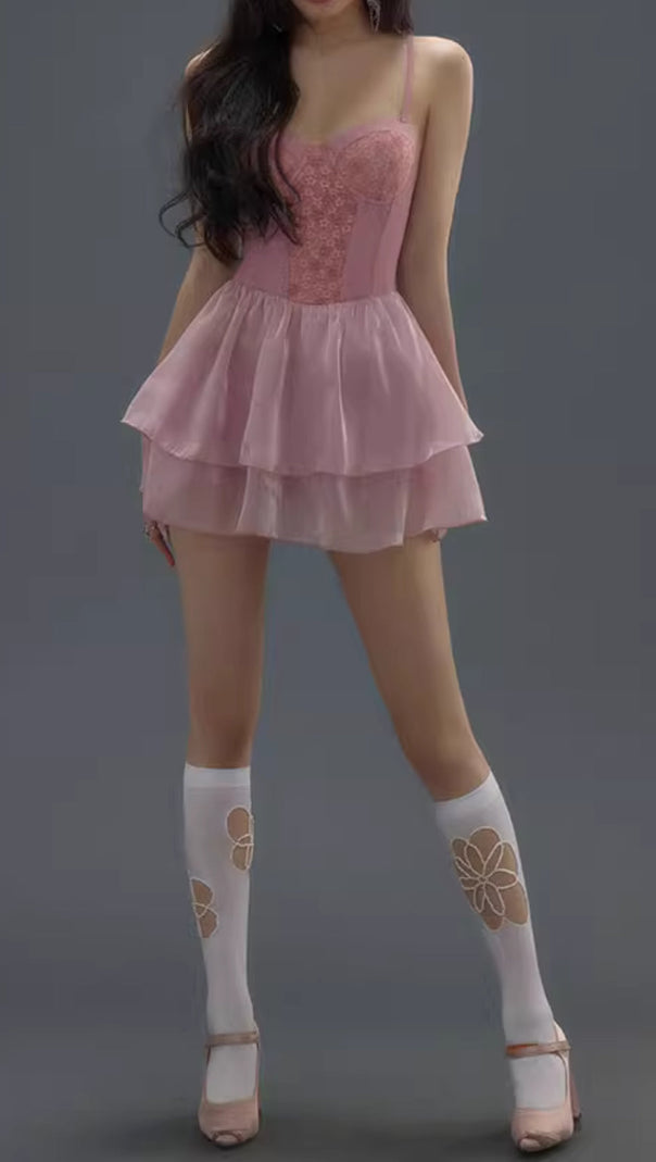 AIIZIE DANIKA PINK FLORAL DRESS SWIMSUIT - product image