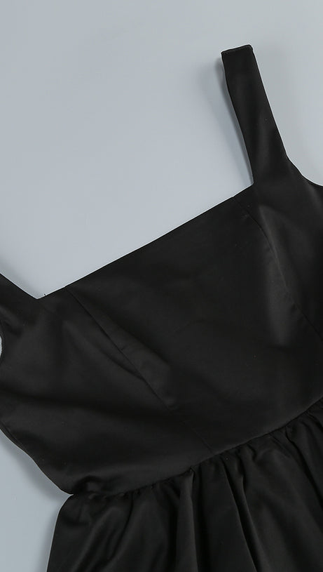 BLACK MINI DRESS PUFFY SKIRT