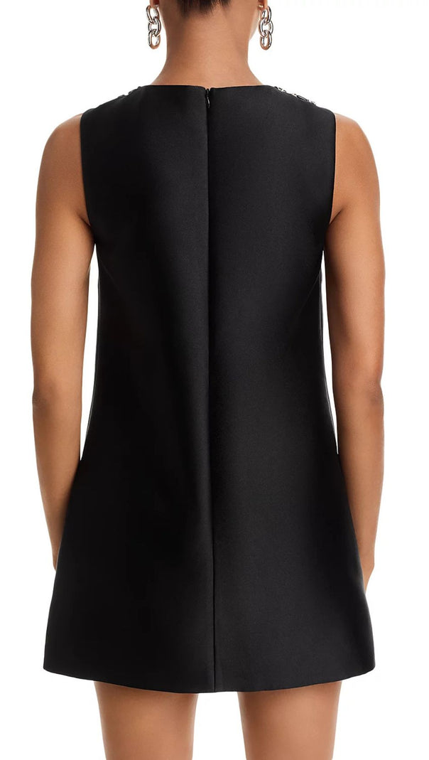AIIZIE Black Taffeta Embellished Mini Dress – Sparkle & Glam Cocktail Style - product image