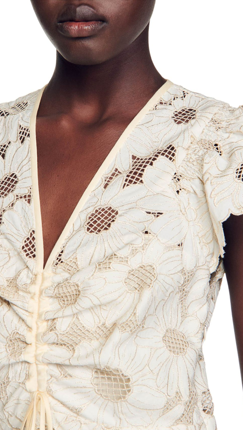 RENATA DAISY GUIPURE MINIKLEID MIT V-AUSSCHNITT