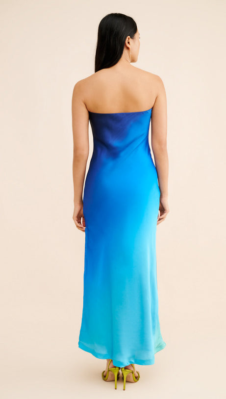 STRAPLESS OMBRE MAXI DRESS