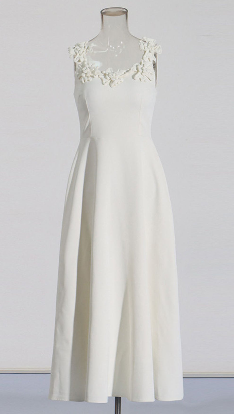 Janan White Floral Midi Dress - Elegant, Romantic & Perfect for Special Occasions