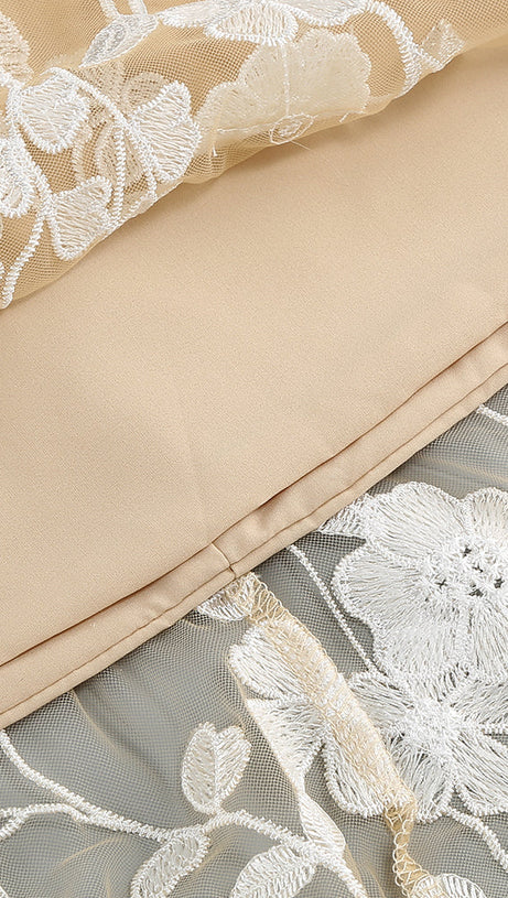 APPHIA FLORAL EMBROIDERED SLEEVELESS TULLE MAXI DRESS