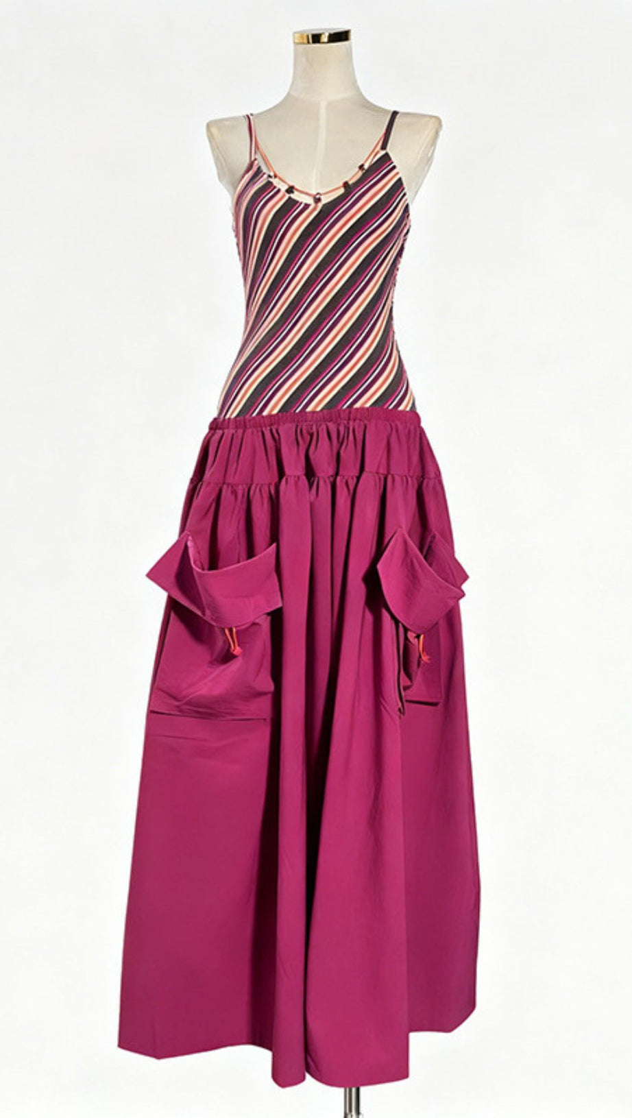 Jalal Vibrant Striped Maxi Dress with Statement Pockets - Effortless Chic for Women