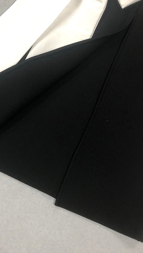 FLOWER EMBELLISHED BLACK STRAPLESS MAXI DRESS