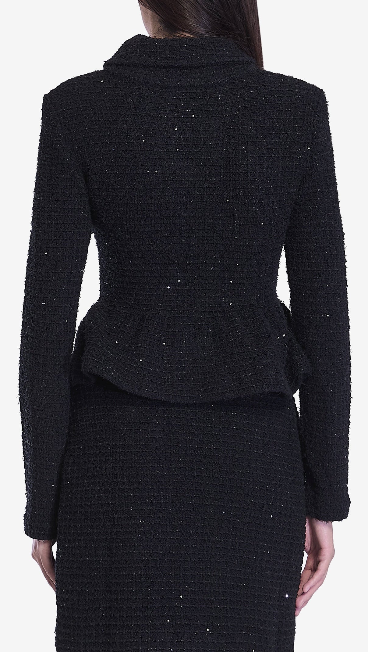 AIIZIE TEXTURED KNIT JACKET SKIRT SUIT IN BLACK - product image