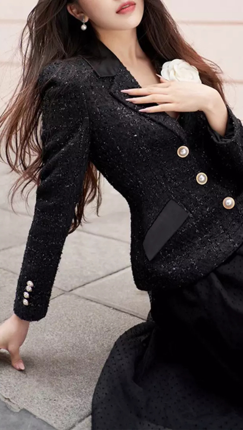 BLAZER MESH SKIRT SUIT