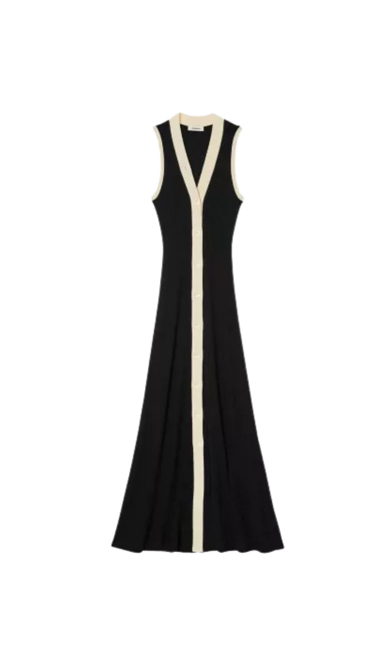 GABRIELLA TWO TONE RIB KNIT MAXI DRESS