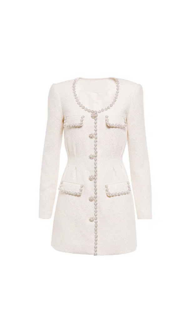 AIIZIE CREAM EMBELLISHED TAILORED MINI DRESS - product image