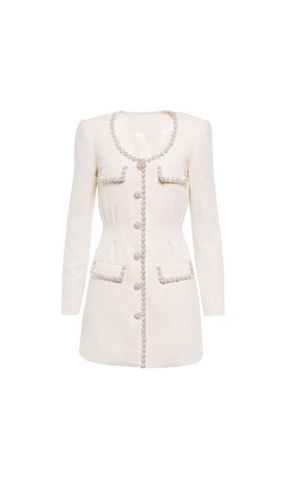MINI ABITO SARTORIA CON DECORAZIONI CREMA