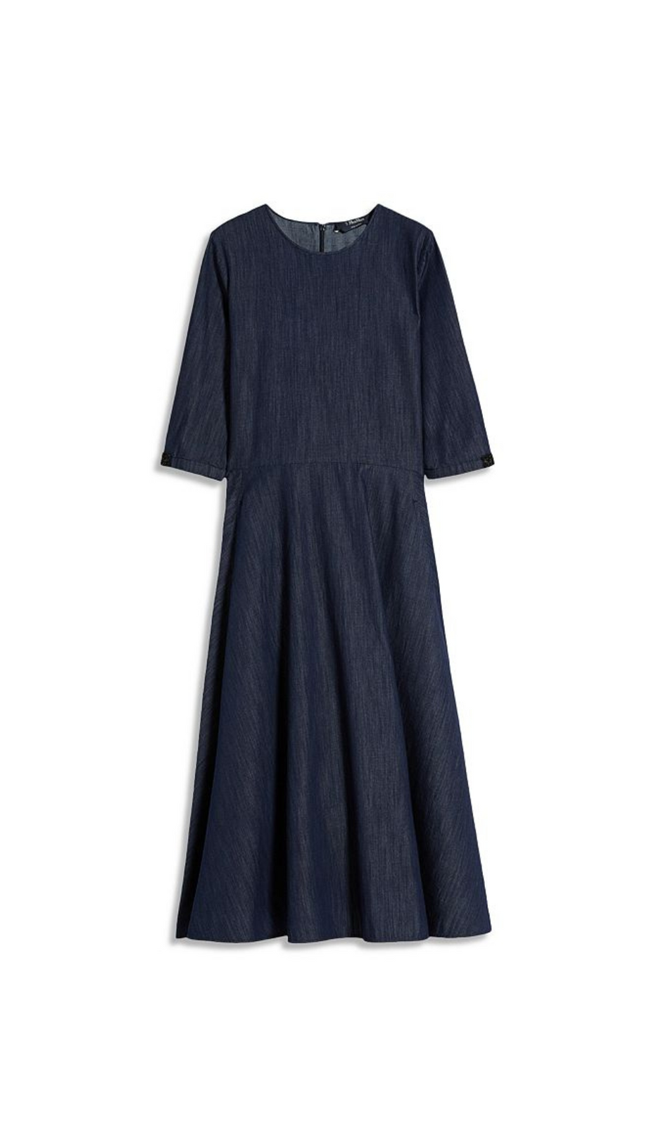 EMBELLISHED COTTON DENIM MIDI DRESS