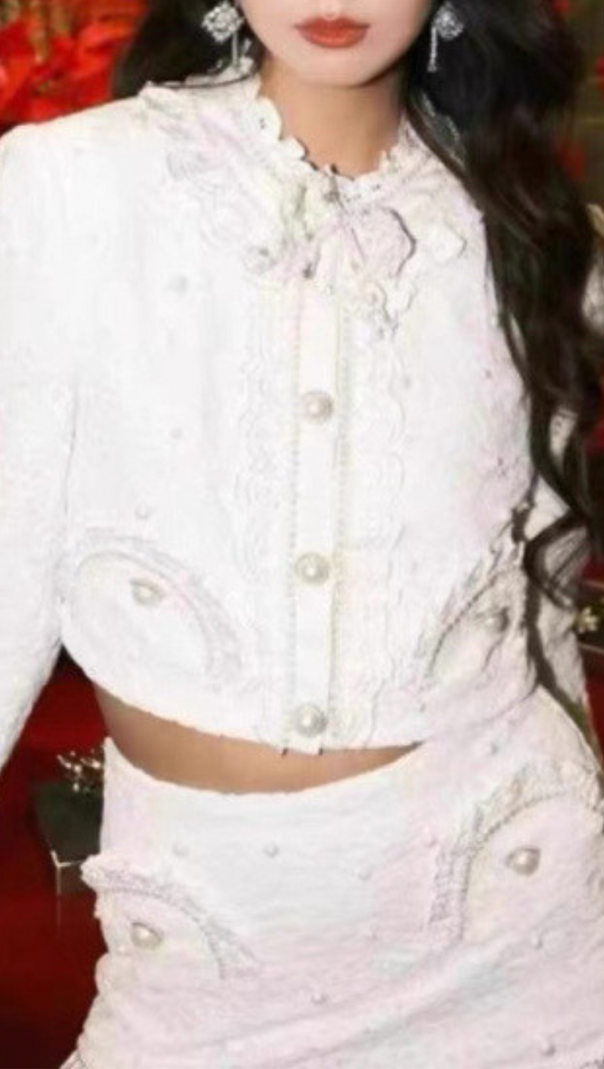 AIIZIE WHITE LACE TOP SKIRT SUIT - product image