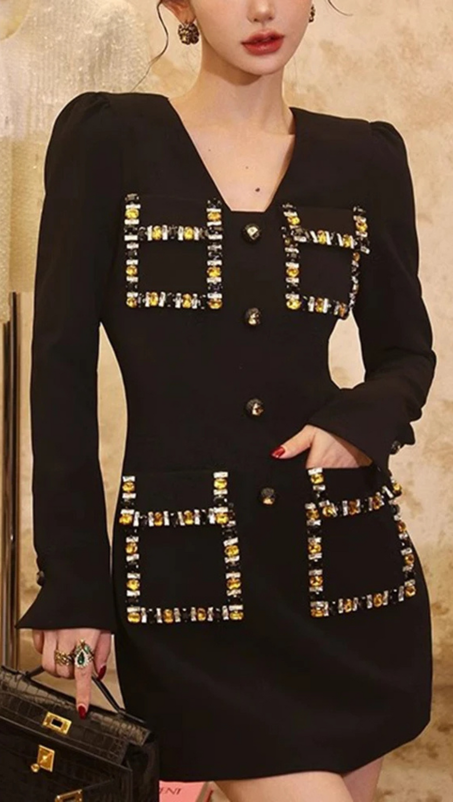 EMBROIDERED FLARES MINI DRESS