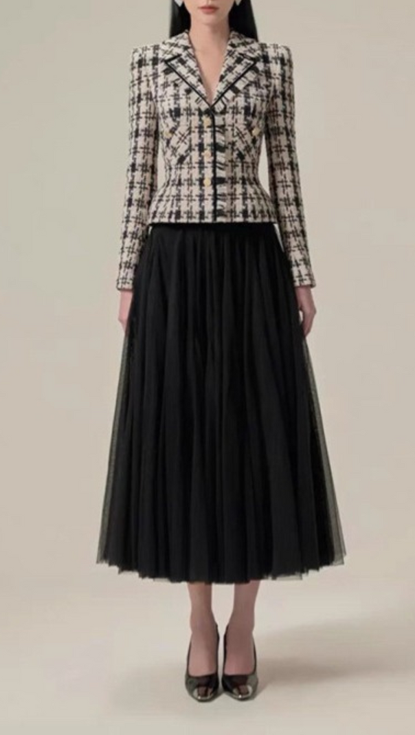 AIIZIE PLAID MESH SKIRT SUIT - product image