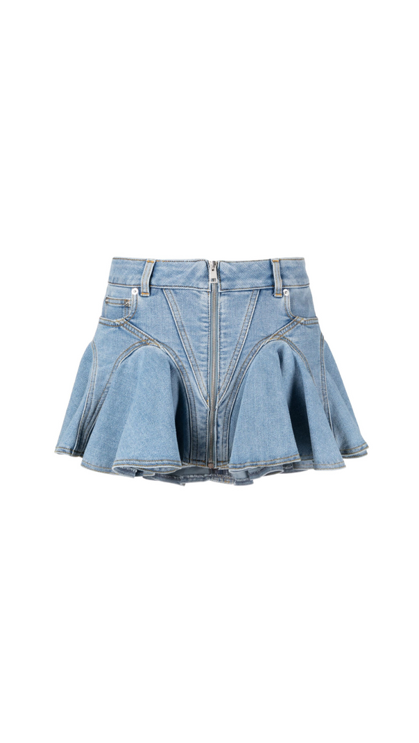 AIIZIE BLUE FLARED DENIM MINI SKIRT - product image