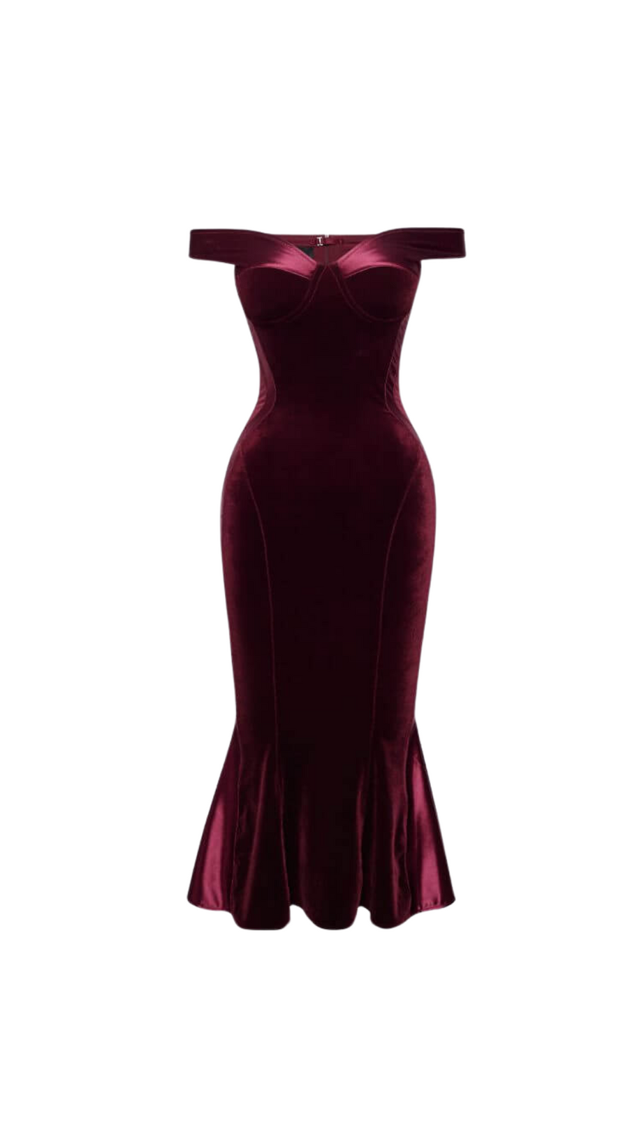 ABITO MIDI IN RASO DI POLIESTERE E SPANDEX COLOR BORDEAUX