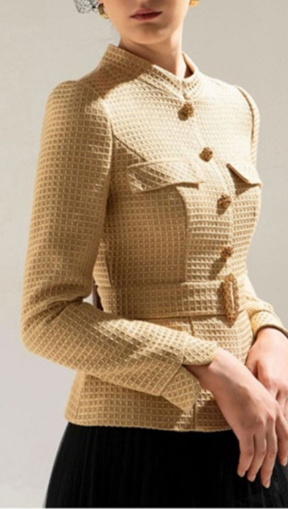 TWEED-KURZMANTEL-NETZROCK-ANZUG