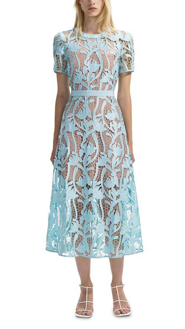 AIIZIE BLUE LACE MIDI DRESS - product image