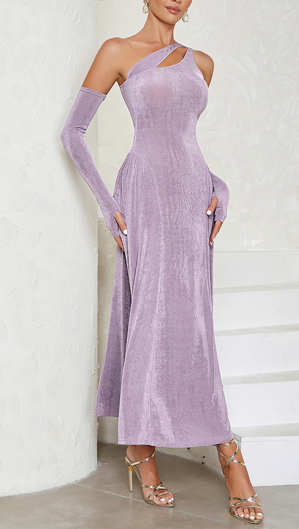 AIIZIE ONE SHOULDER CUT OUT DRESS WITH ARM SLEEVES - product image