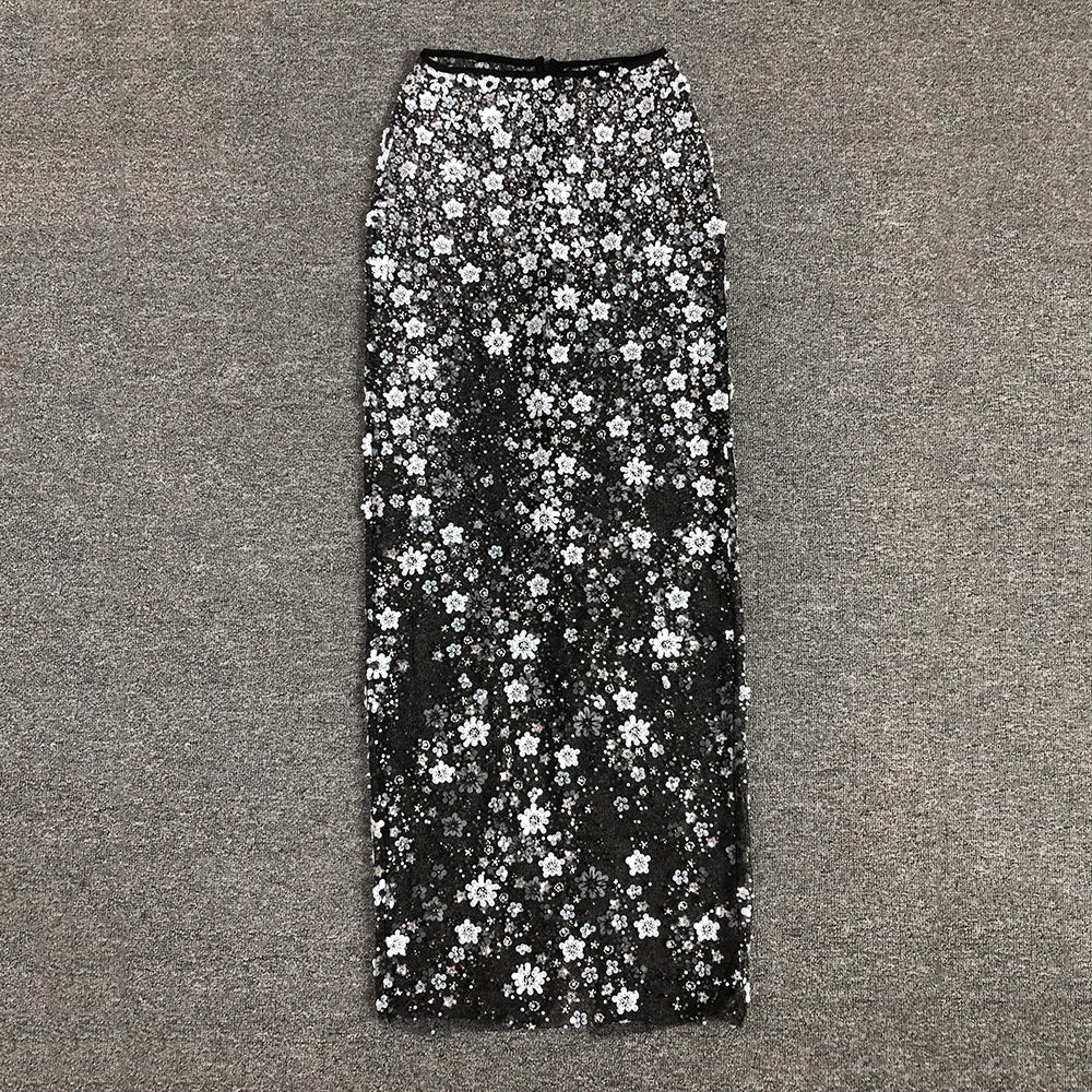 AIIZIE HAZEL CRYSTAL-COVERED STRAPLESS BLACK MAXI DRESS - product image
