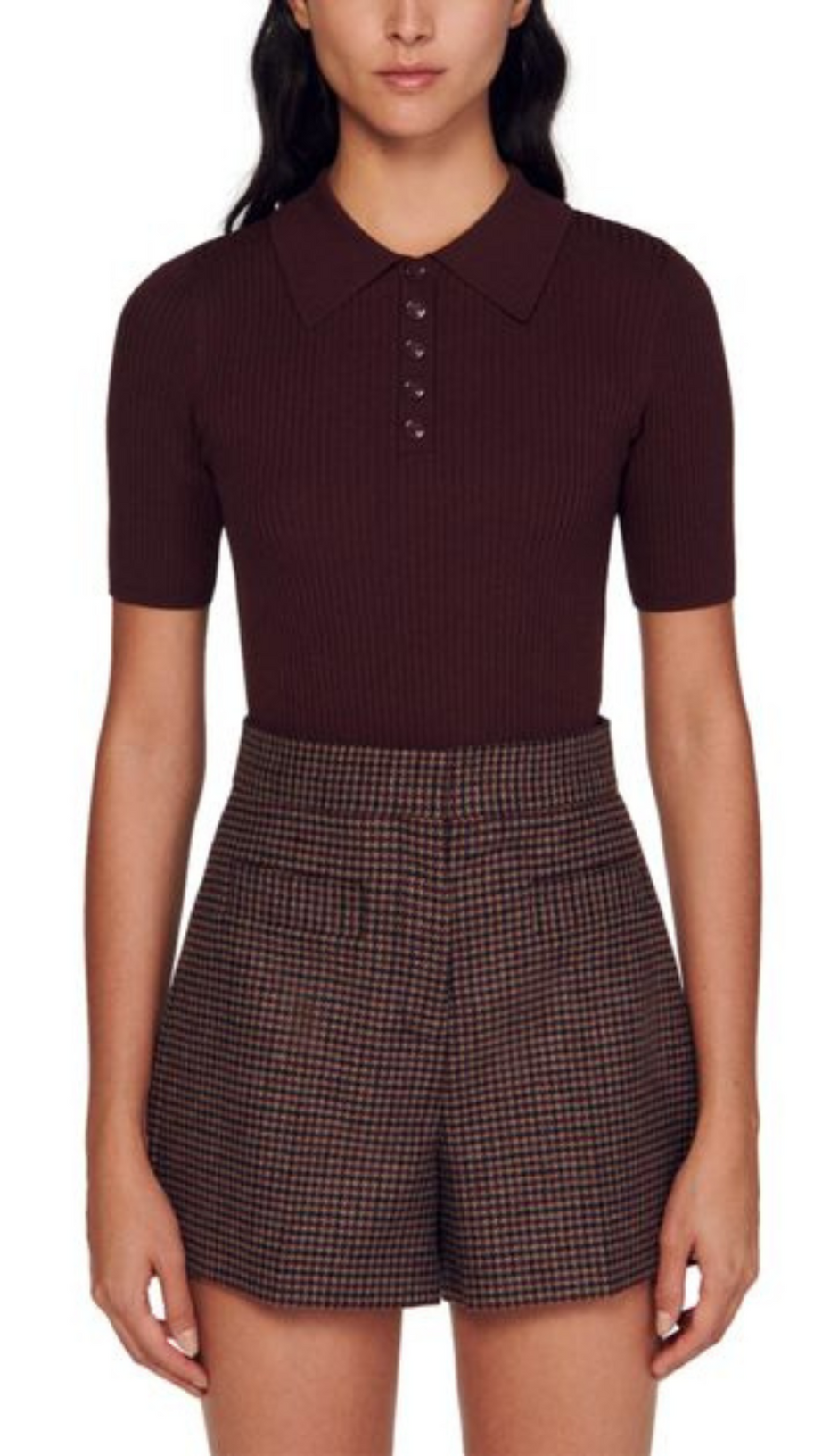 COLLARED RIBBED SWEATER