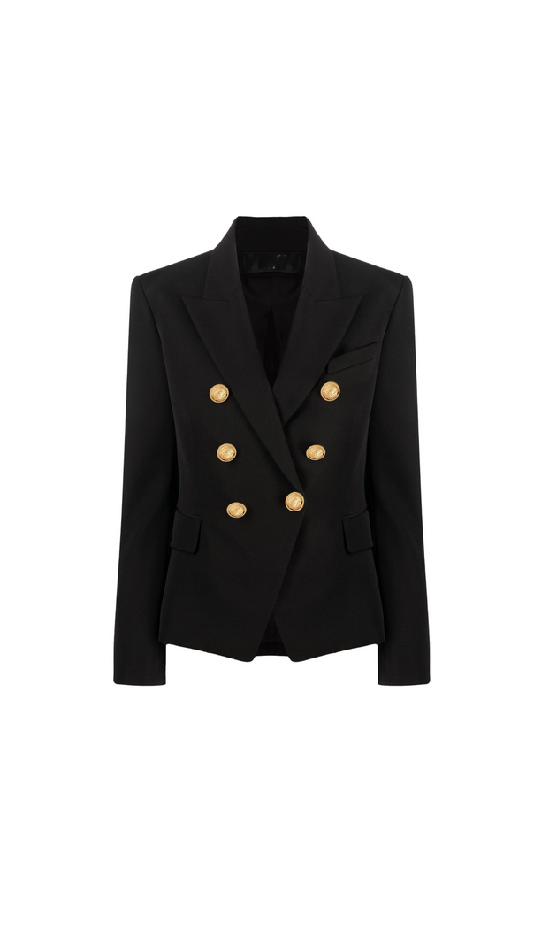 AIIZIE BLACK 6-BUTTONS DOUBLE-BREASTED BLAZER - product image