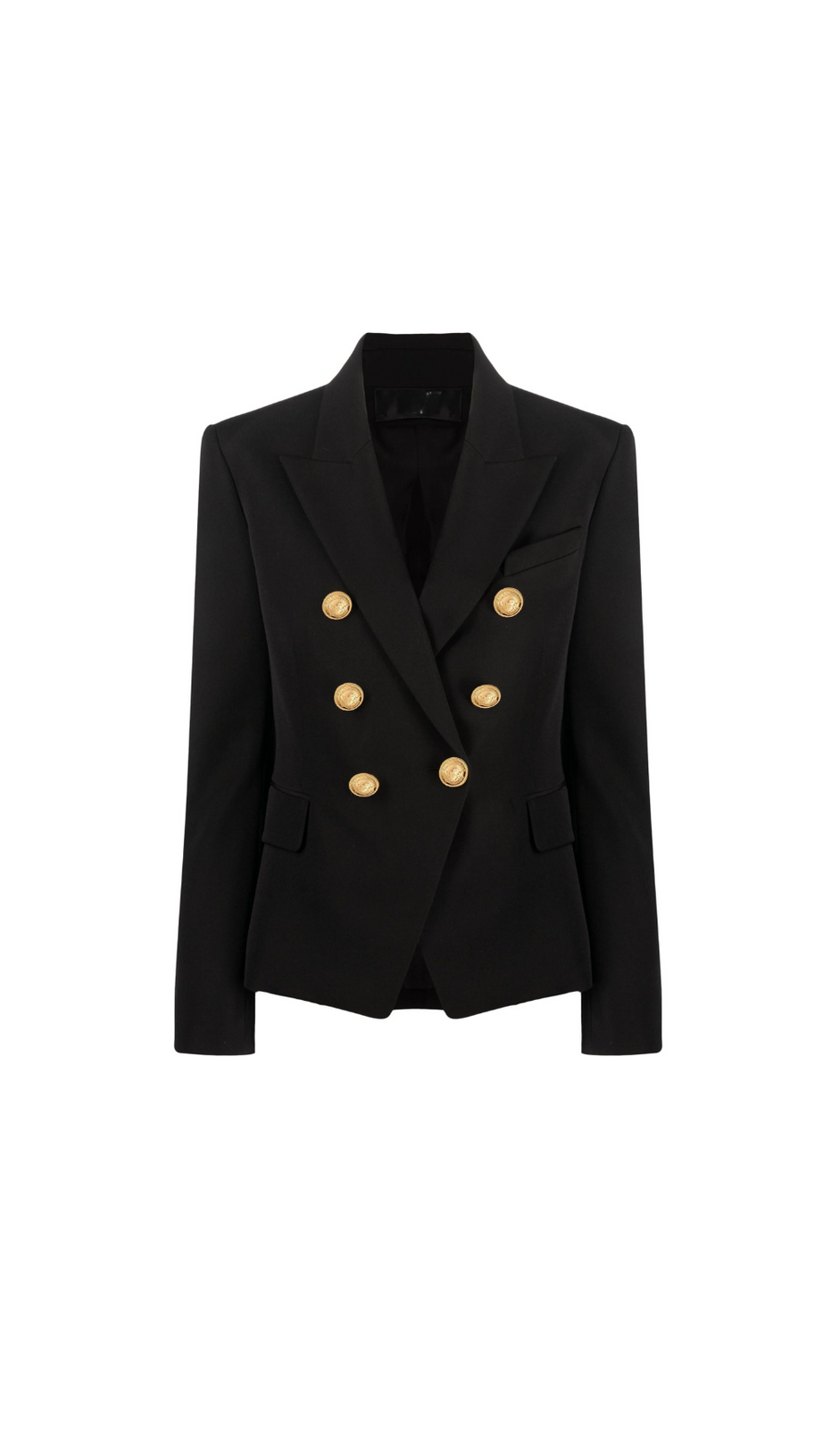 SCHWARZER ZWEIREIHIGER BLAZER MIT 6 KNÖPFEN 