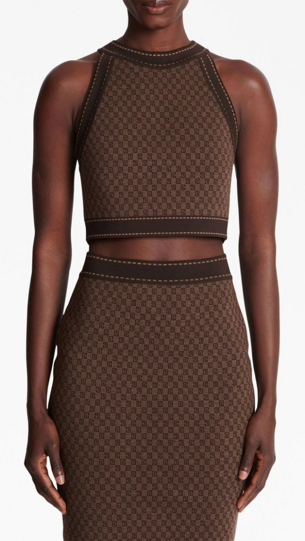 AIIZIE BROWN MONOGRAM-JACQUARD WOOL TOP - product image