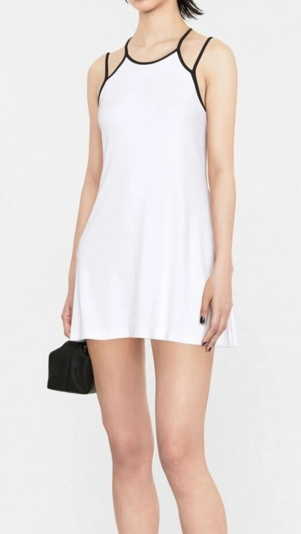 AIIZIE WHITE AND BLACK MOON LOGO ORGANIC COTTON MINI DRESS - product image