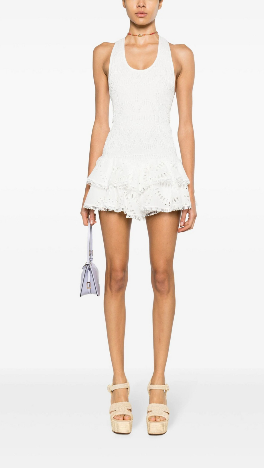 WHITE VIRKA BRODERIE ANGLAISE MINI DRESS