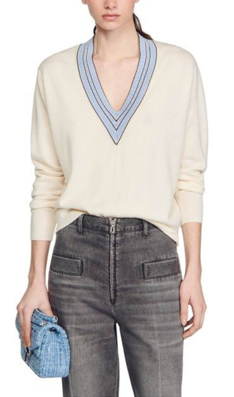 ADIEL V NECK SWEATER