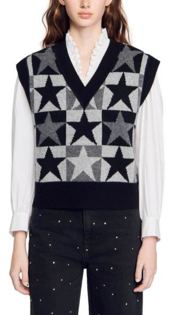 AIIZIE STARN V NECK SLEEVELESS SWEATER - product image