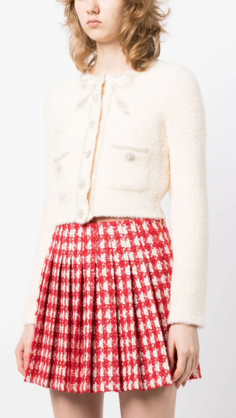 EMBELLISHED BOW CARDIGAN