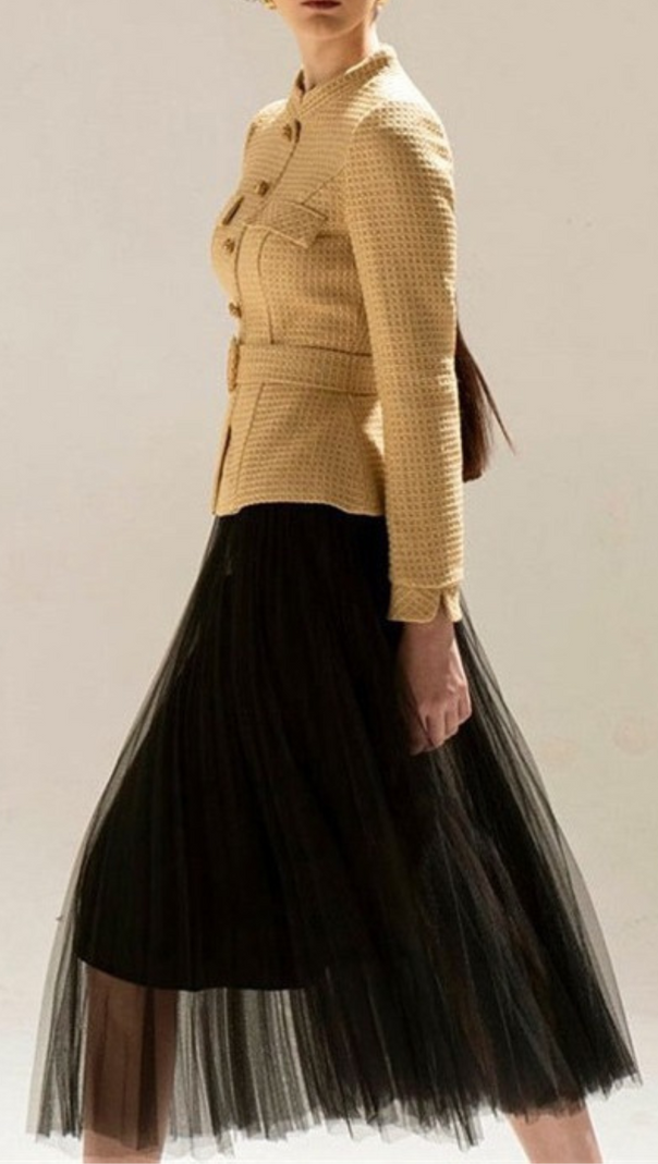 AIIZIE TWEED SHORT COAT MESH SKIRT SUIT - product image