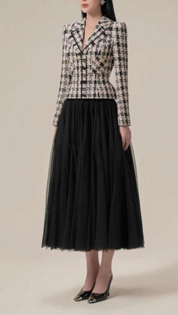 AIIZIE PLAID MESH SKIRT SUIT - product image