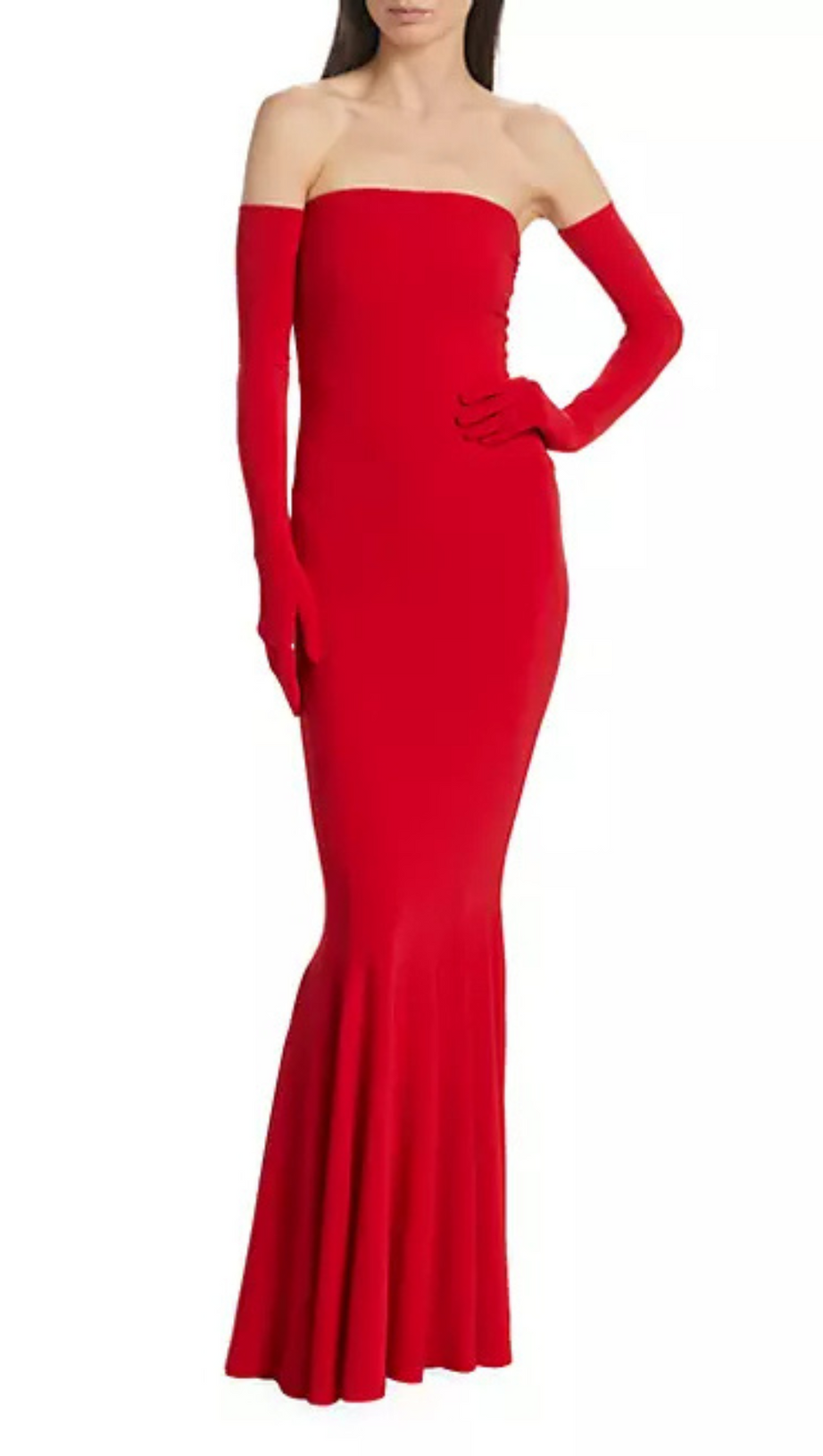 TRÄGERLOSES KLEID MIT FISCHSCHWANZ 