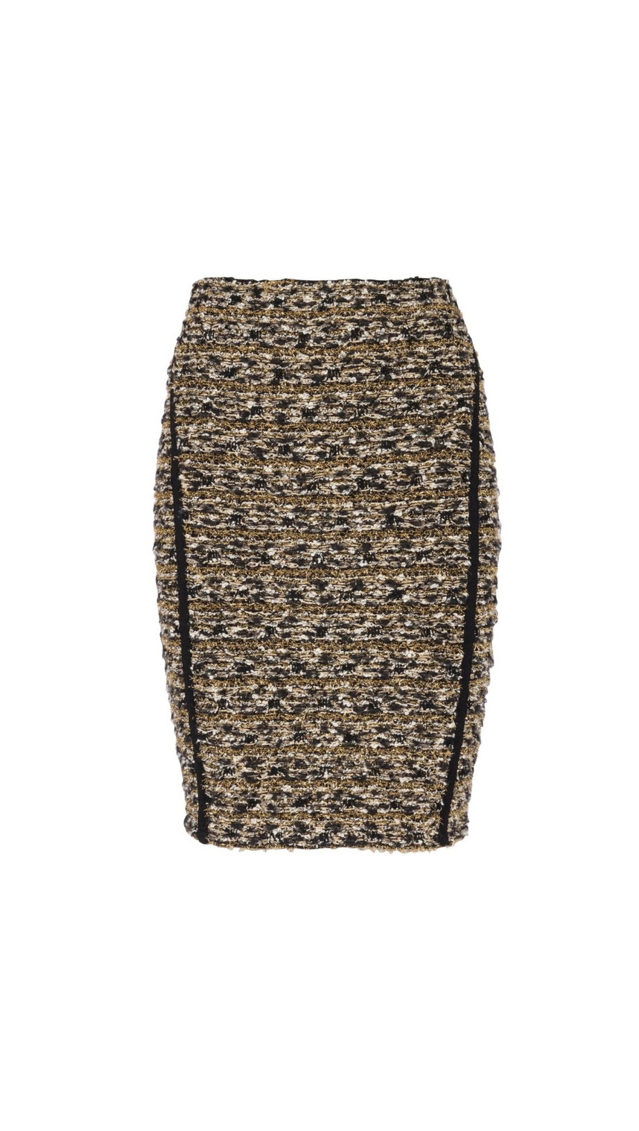 BROWN LUREX TWEED PENCIL SKIRT