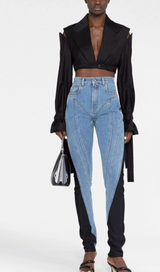 TWIST-PANELLED HIGH-WAIST JEANS