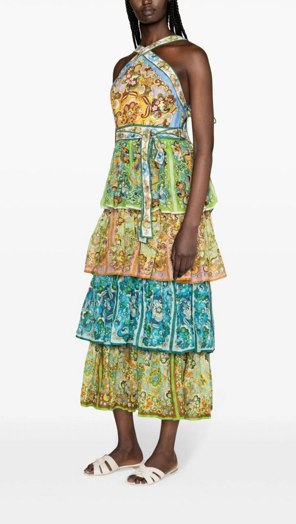 AIIZIE MULTICOLOUR DREAMER LINEN MIDI DRESS - product image