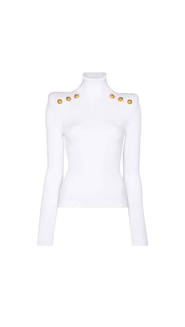 AIIZIE WHITE RIBBED ROLL-NECK SWEATER - product image