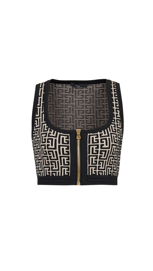 AIIZIE MONOGRAM-PATTERN CROPPED TOP - product image